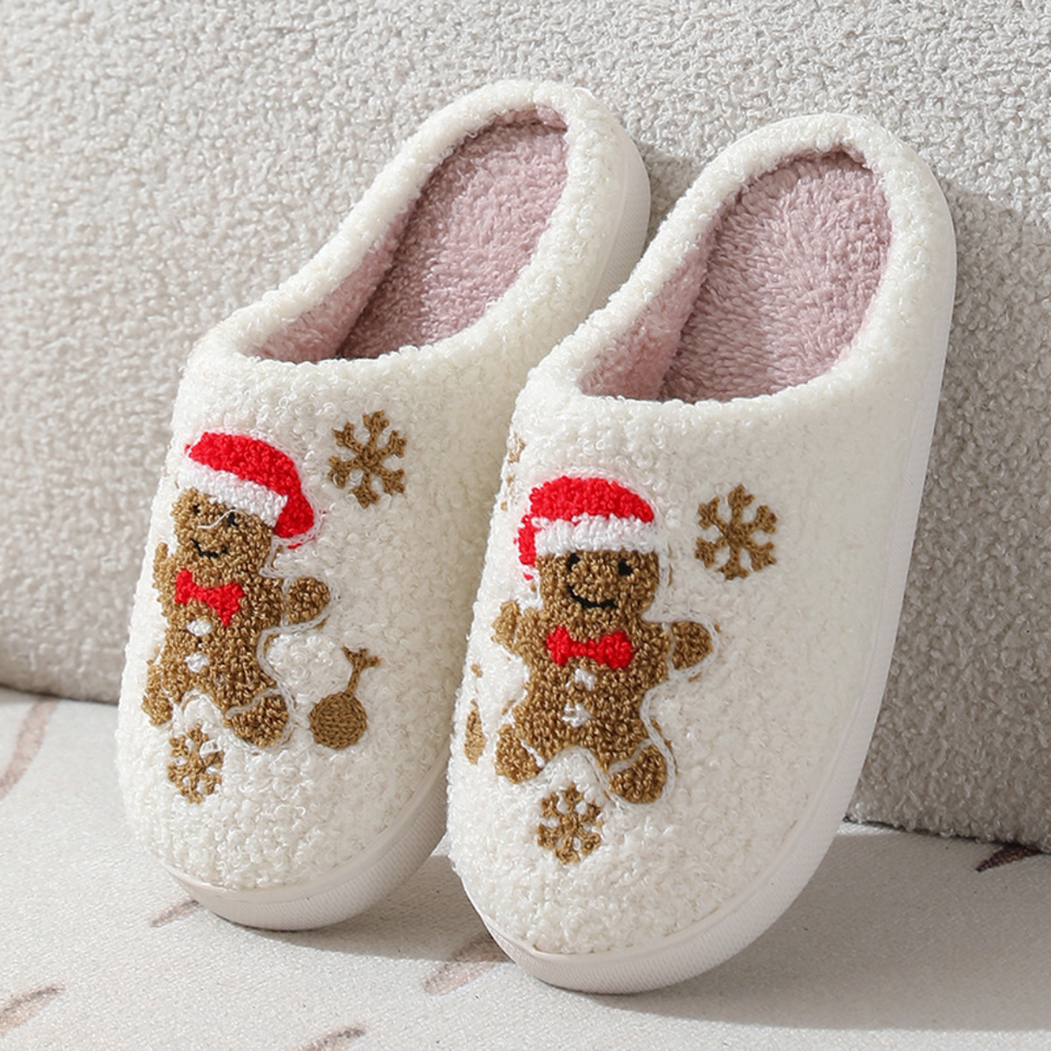 Noordlicht – Warm & Feestelijk – Pluche Kerstpantoffels met motief