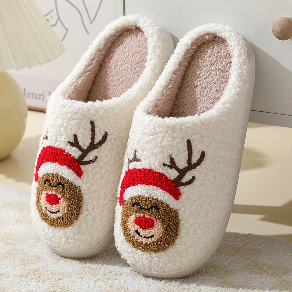Noordlicht – Warm & Feestelijk – Pluche Kerstpantoffels met motief