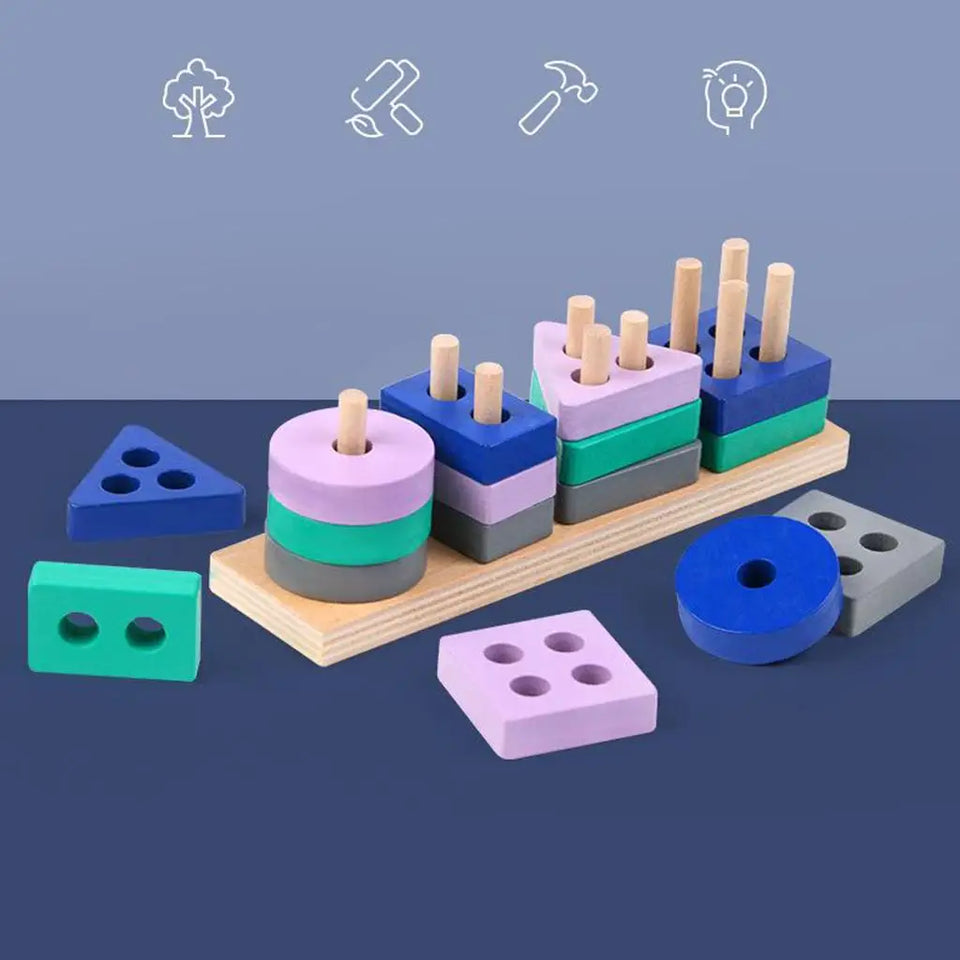 Woods™ – Blokkenpret Stapelen – Geometrische blokken