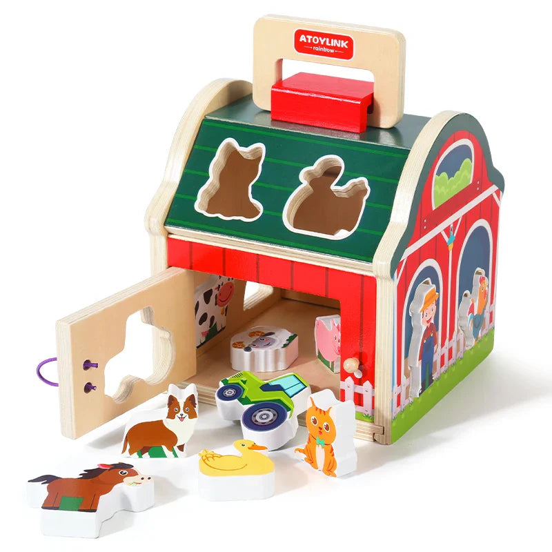 Farm Sort™ – Kleur & Vormplezier – Houten Boerderij Sorteerspel