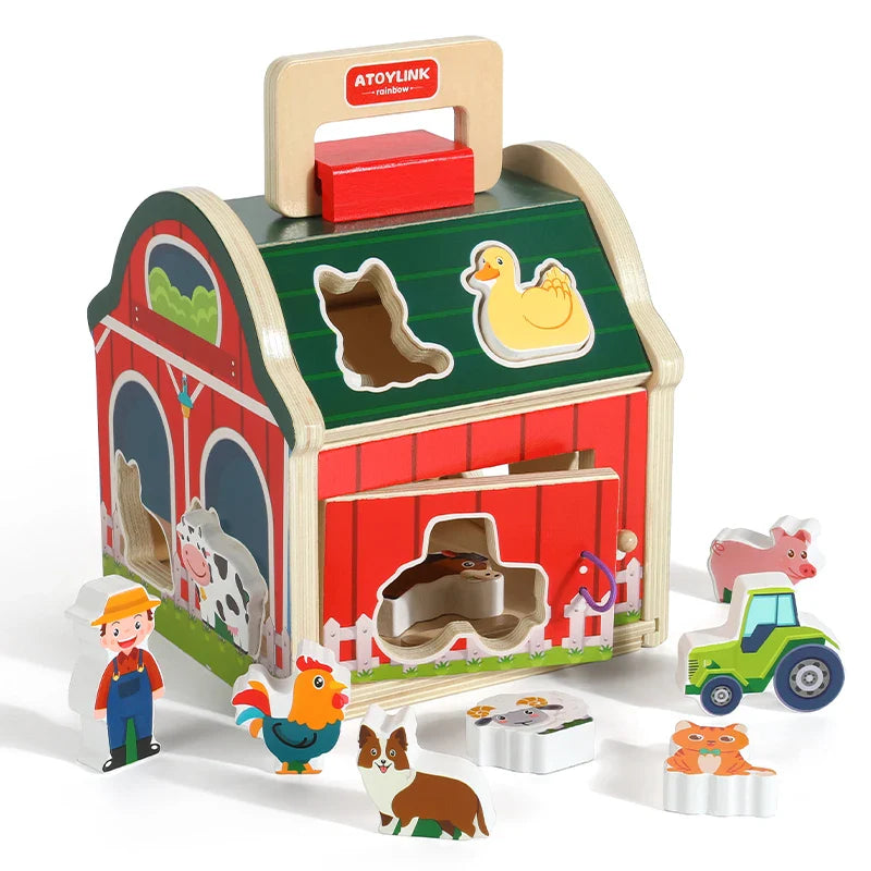 Farm Sort™ – Kleur & Vormplezier – Houten Boerderij Sorteerspel