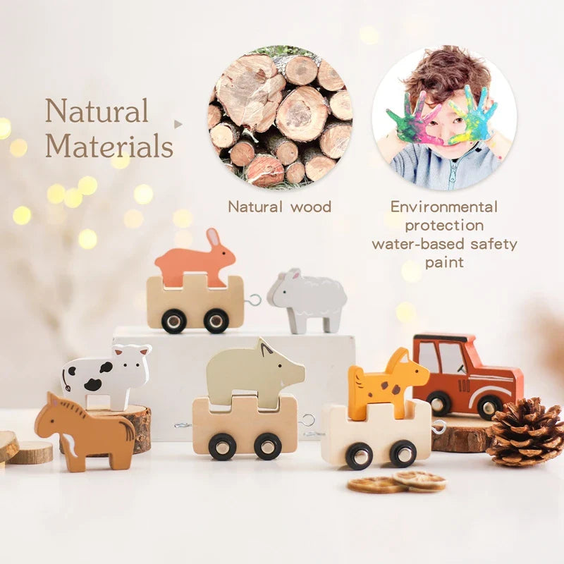 Woods™ - Boerderijpret op Rails - Houten Dierentrein