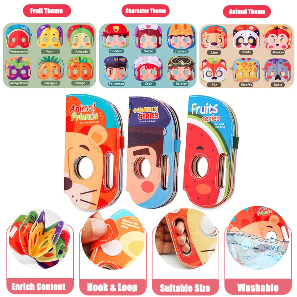 Mask Book™ – Baby leert eerste indrukken – Stoffen Masker Boek